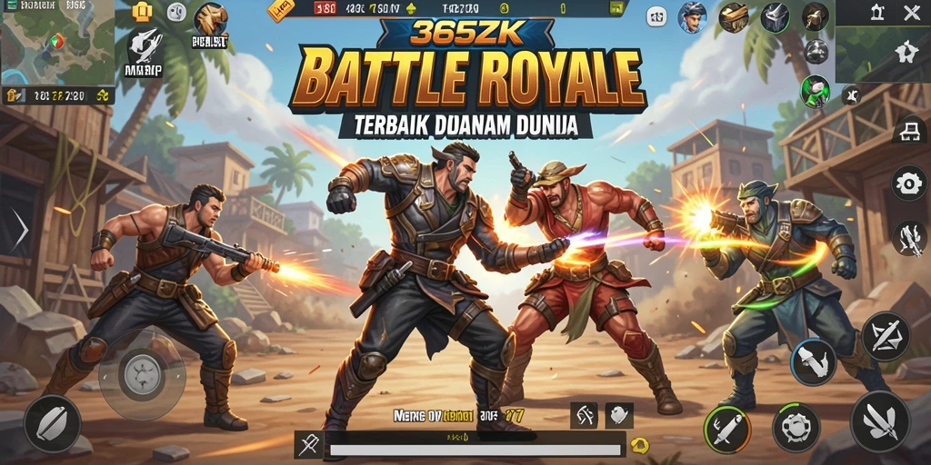 Screenshot gameplay 365ZK menampilkan pertarungan intens Battle Royale.