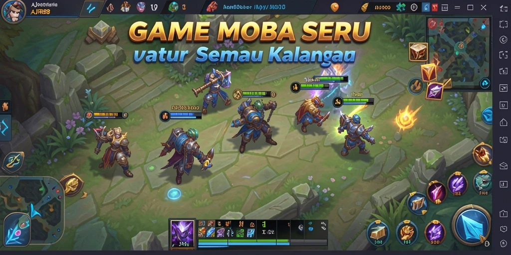 Tampilan gameplay seru dalam AJR88, pertarungan strategis di arena MOBA.