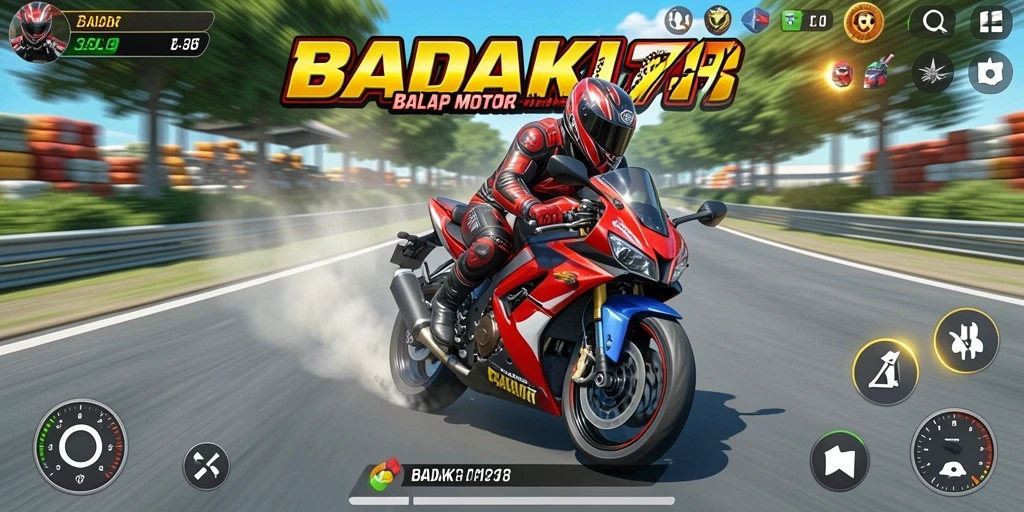 Tampilan gameplay intens dalam balapan motor di BADAK178.