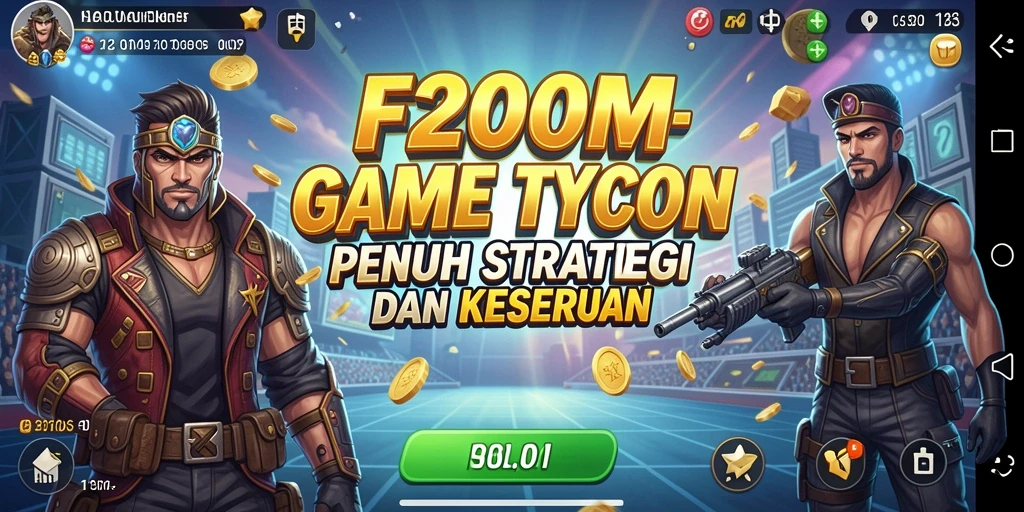 Tampilan screenshot F200M menampilkan momen seru dalam mengelola bisnis Tycoon.