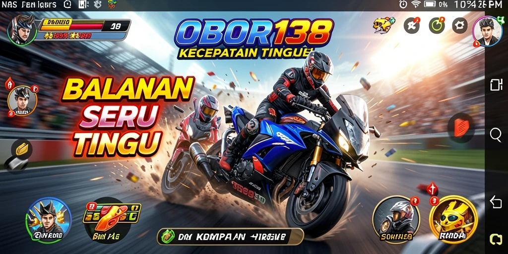Tampilan gameplay OBOR138 dengan aksi balapan seru.