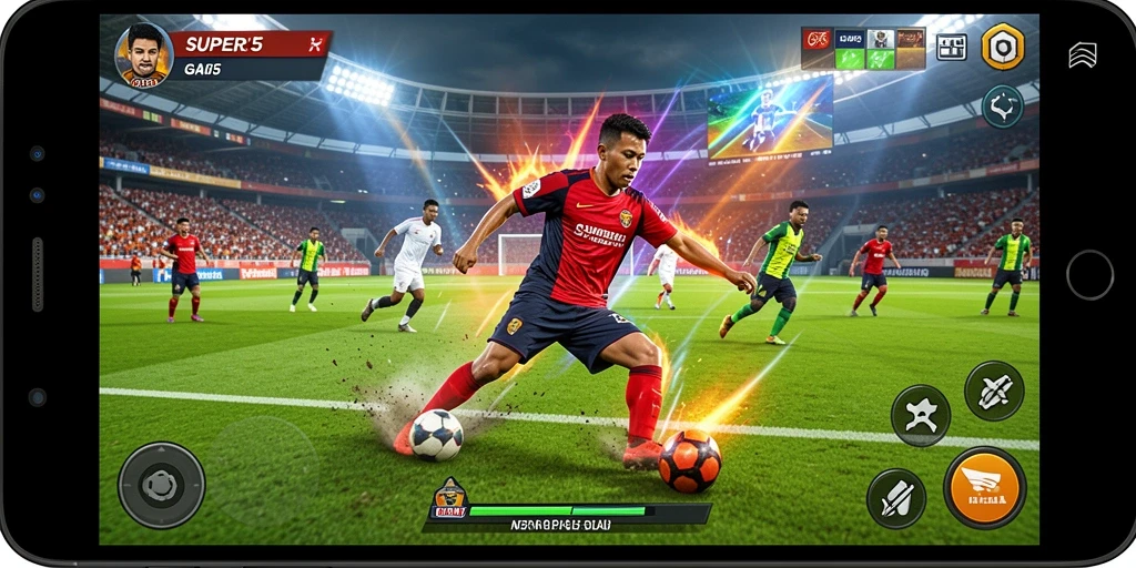 Tampilan gameplay <strong>SUPER5</strong> yang menegangkan dan penuh aksi.